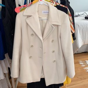 White Calvin Klein Pea coat